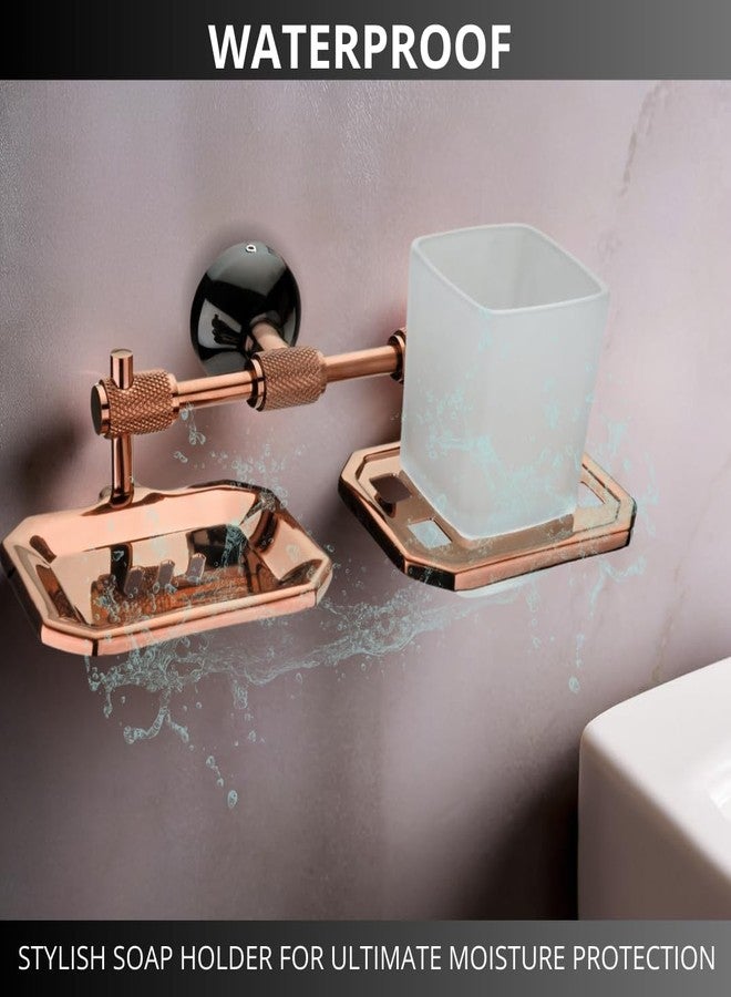 LUXIUR Wash Basin Soap Dish + Brush Holder for Bathroom and Kitchen Sink, 304 Stainless Steel Stand for Wall Mount Kitchen Accessories Items, Bathroom Accessories, Morden Design, PVD Rose Gold, Double - Image 4